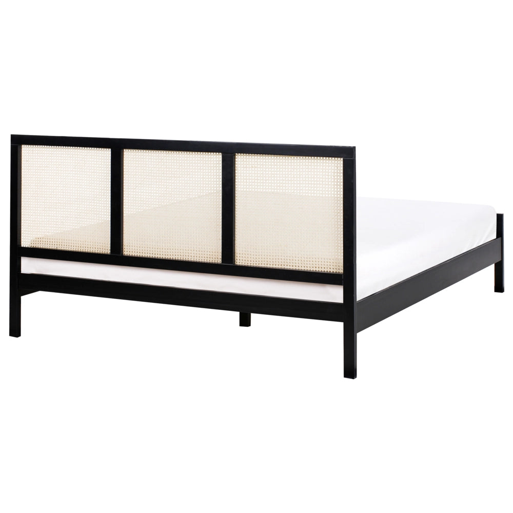 Letto in legno di pino nero 180 x 200 cm matrimoniale con testata a treccia viennese a doghe stile rustico minimalista