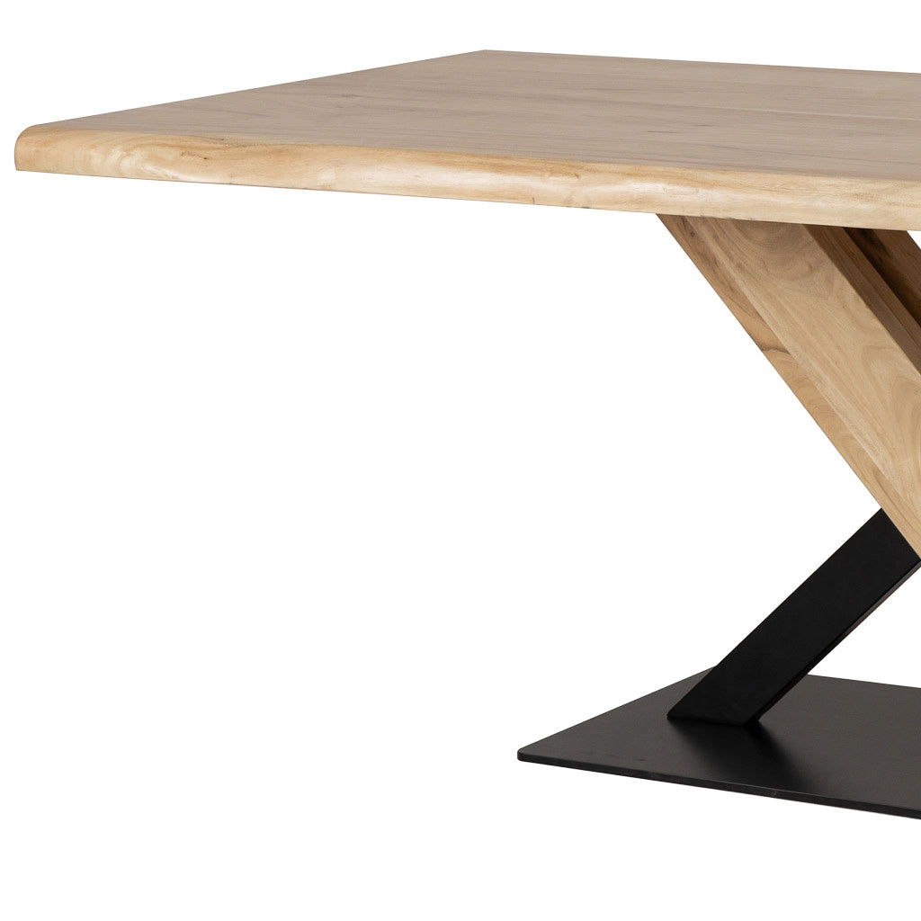 Tavolo da pranzo in legno di acacia finitura colore naturale 200x100x76