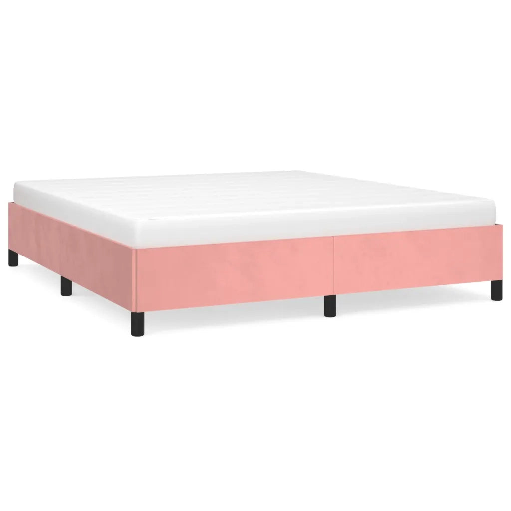 Letto matrimoniale | Letto per adulti | Giroletto Rosa 180x200 cm in Velluto