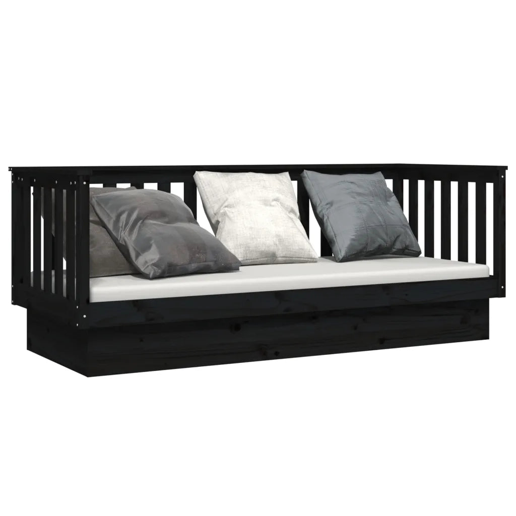 Letto singolo | Letto per adulti | Dormeuse Nera 90x190 cm in Legno Massello di Pino