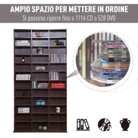 Mobile Porta CD con Ripiani Regolabili, Scaffale Porta 1116CD/528DVD Salvaspazio in MDF, Mobile Libreria con 36 Scomparti, 102x23.5x195 cm, Marrone
