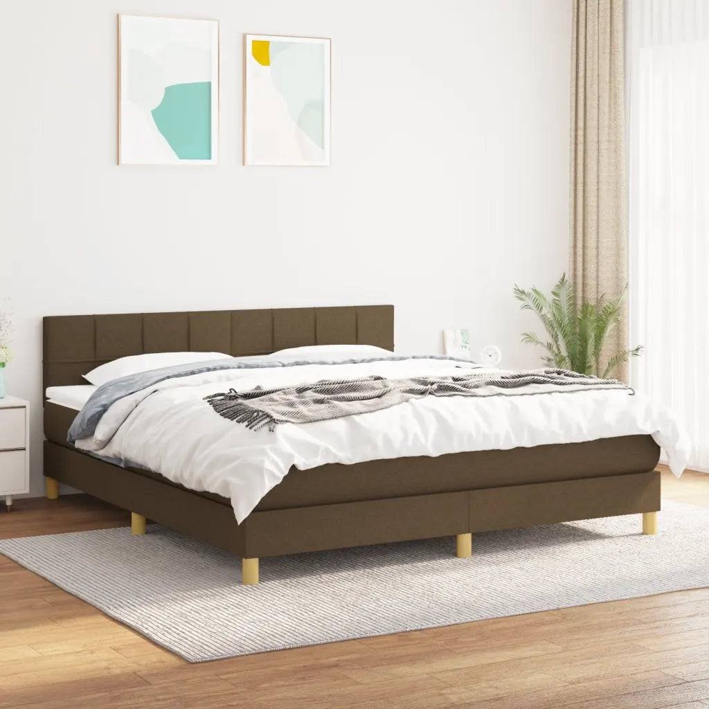 Giroletto a Molle con Materasso Marrone Scuro 160x200cm Tessuto 3140628