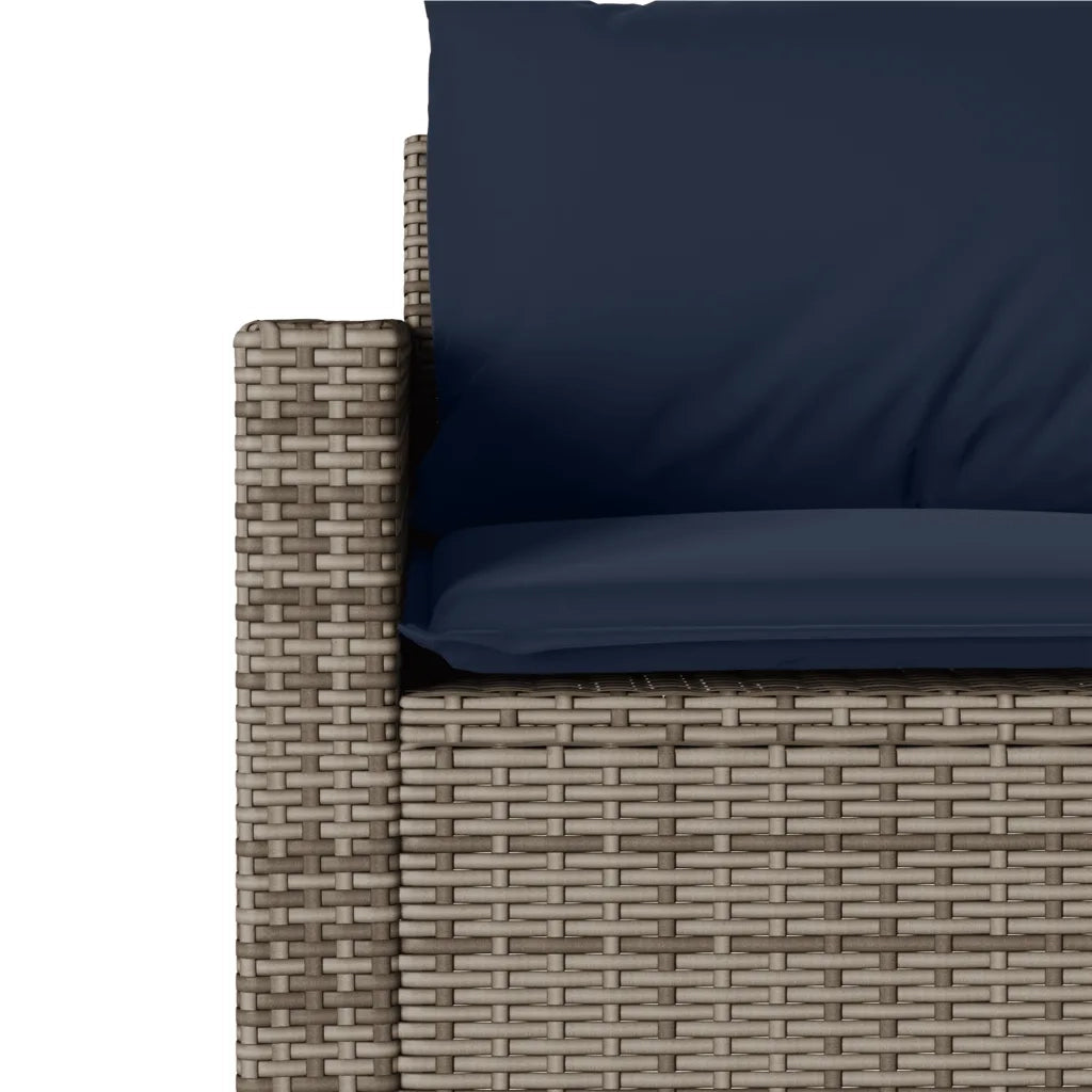 Divano da Giardino con Cuscini 3 Posti Grigio in Polyrattan