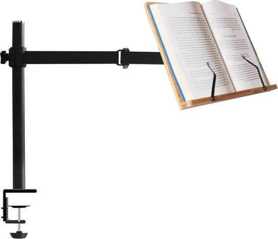 Scaffale per libri regolabile in bambù con supporto per lettura a muro - supporto per libri da cucina flessibile per lettura a mano libera - 335 x 234 cm