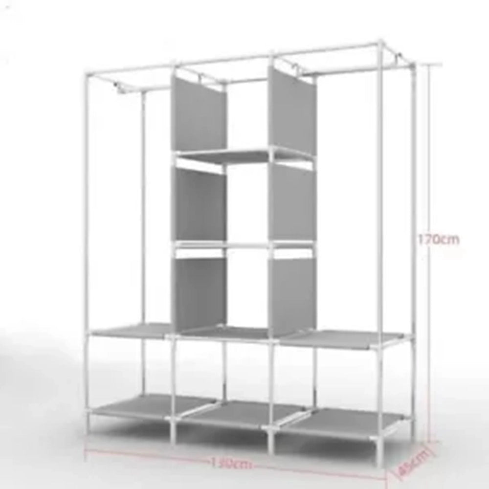 Trade Shop - Armadio Guardaroba Appendiabiti In Tessuto Acciaio Smontabile Abiti 3 Ante Per Camera -