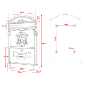 Cassetta postale classica con stemma colore bianco 260 x 90 x 400 mm