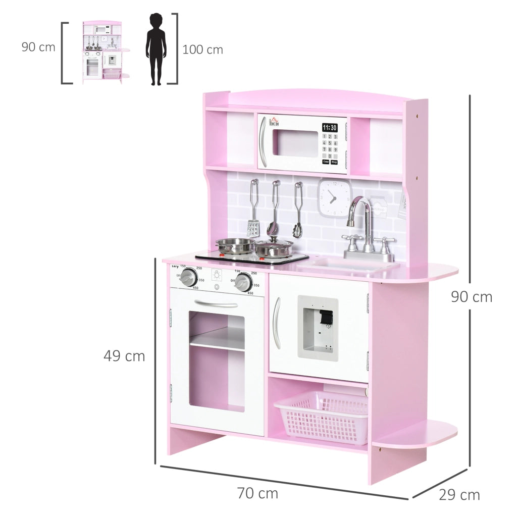 Cucina Giocattolo in Legno per Bambini con Luci e Suoni ¨C Zephmum ¨C Rosa 70x29x90 cm
