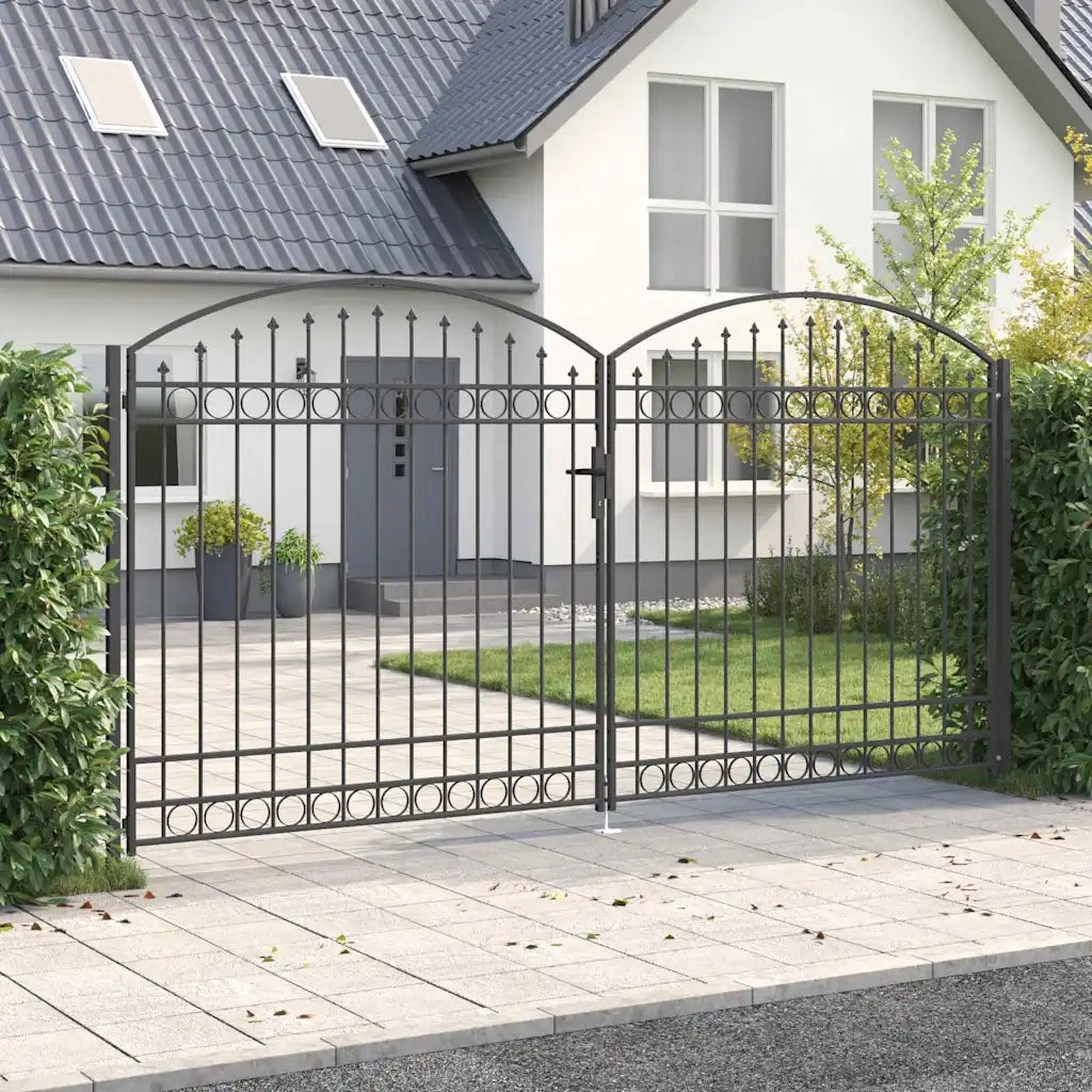 Cancello per recinzione ASSEN 401 x 250 cm Acciaio Grigio 42008945