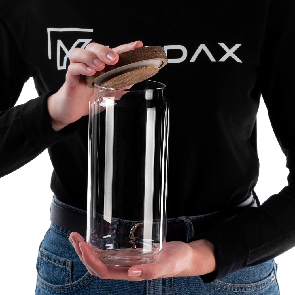 Contenitore per alimenti in vetro KADAX per spezie sfuse e pasta con coperchio, barattolo da 950 ml