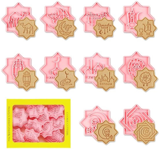 Biscotti a forma di biscotto per bambini 10 pezzi con timbro Ramadan set di biscotti a forma di biscotto 3D decorazione per torte con fondant