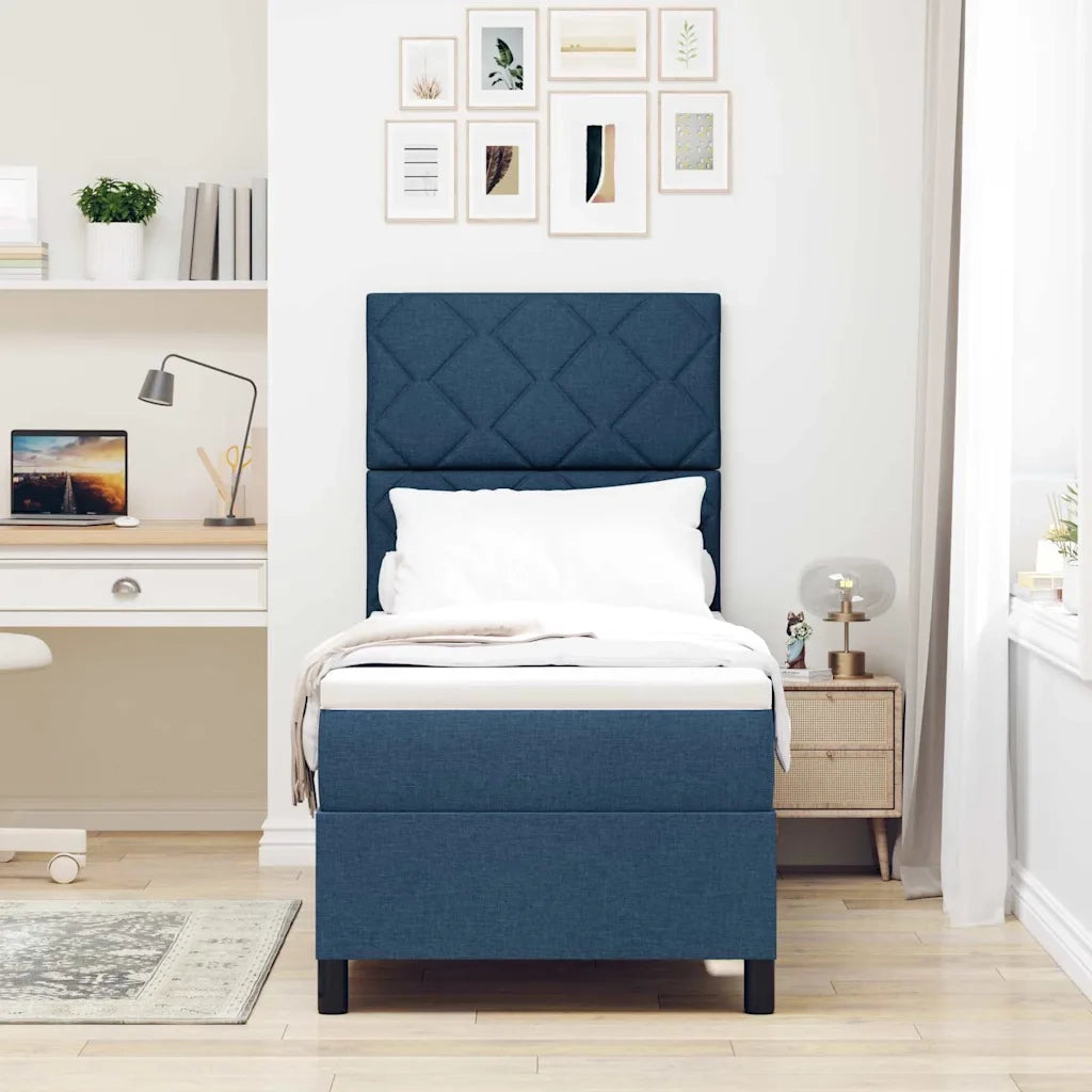 Letto a molle con materasso Blu 80 x 200 cm Tessuto 3339426