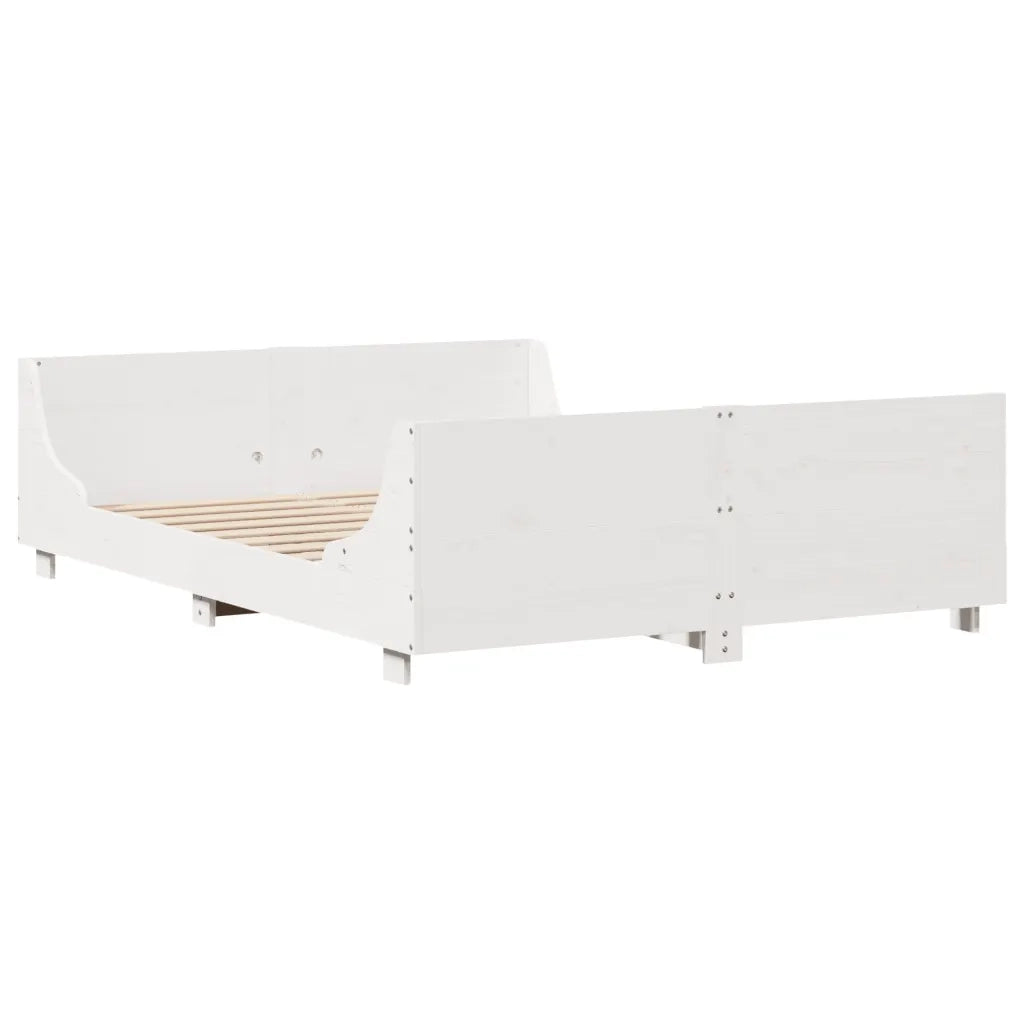 Letto senza Materasso Bianco 135x190 cm Legno Massello di Pino 3302289