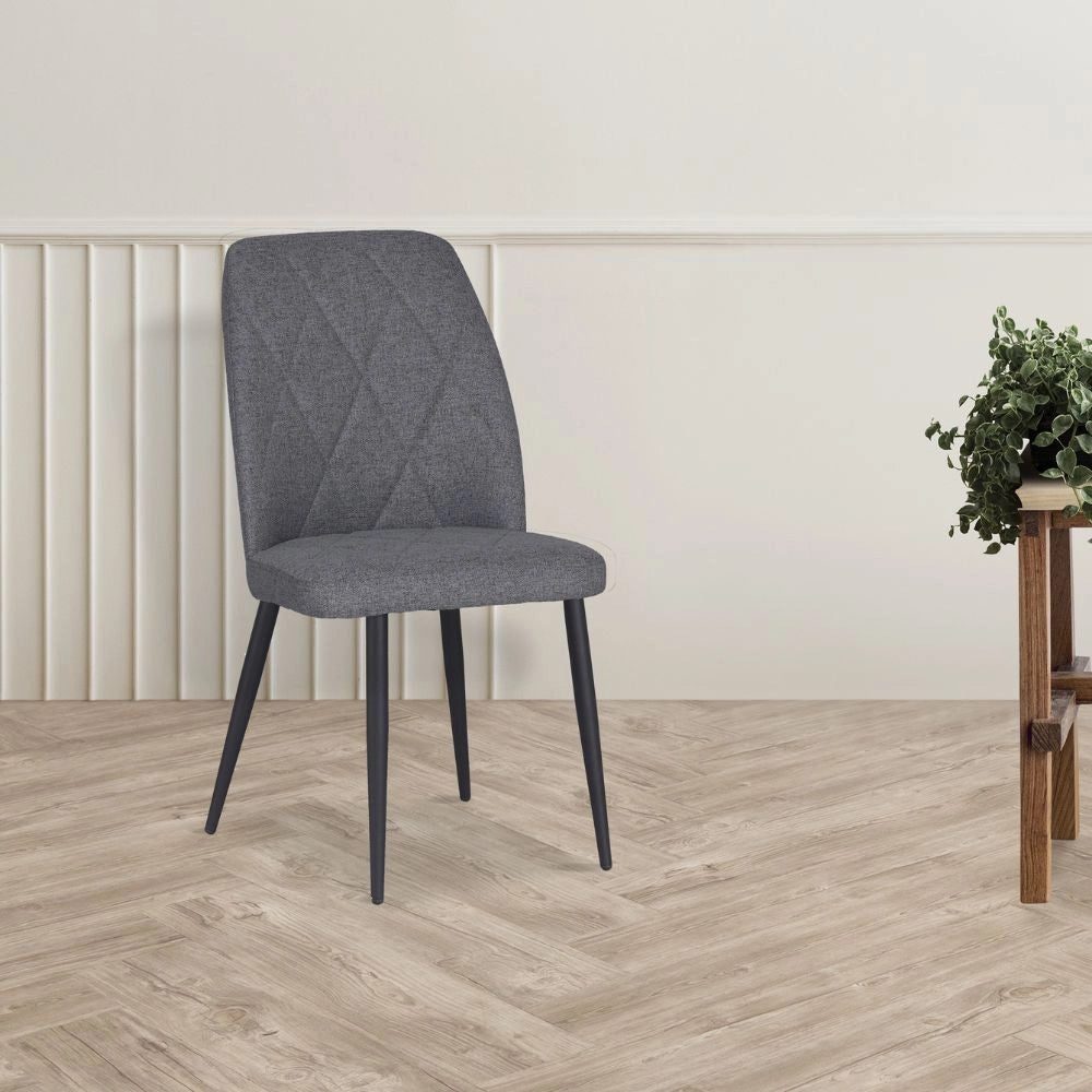 Set 4 Sedie Vika in tessuto grigio con trama geometrica e piedi neri - Eleganza e comfort