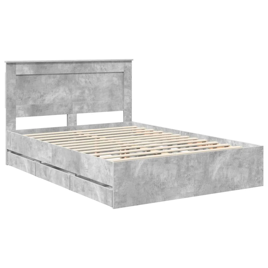 Struttura del letto con cassetto Grigio cemento 160 x 200 cm