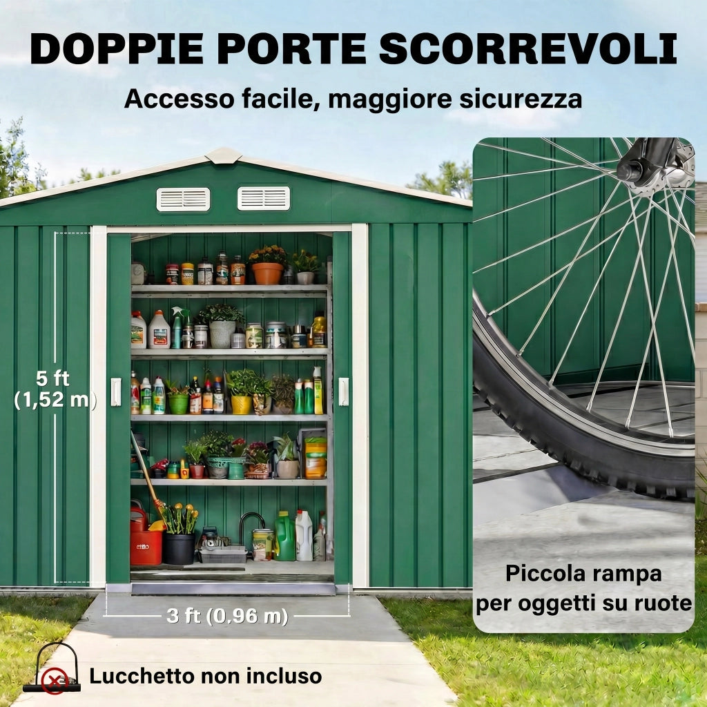 Capanno da Giardino in Acciaio ¨C zephmum ¨C Verde Scuro 277x195x192 cm