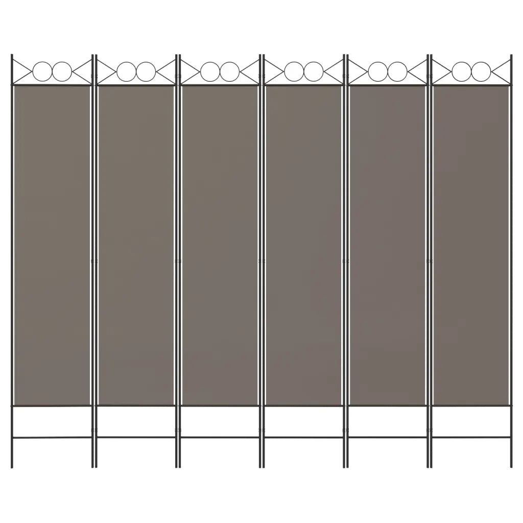 Divisorio a 6 Pannelli Antracite 240x200 cm Tessuto 350160