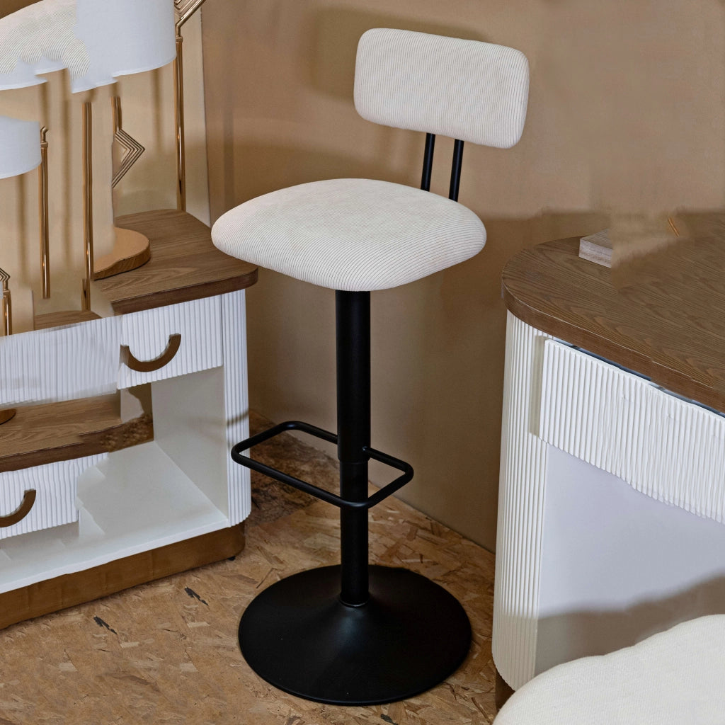 Mirea, Sgabello Regolabile, 41x48x85h cm Bianco Crema