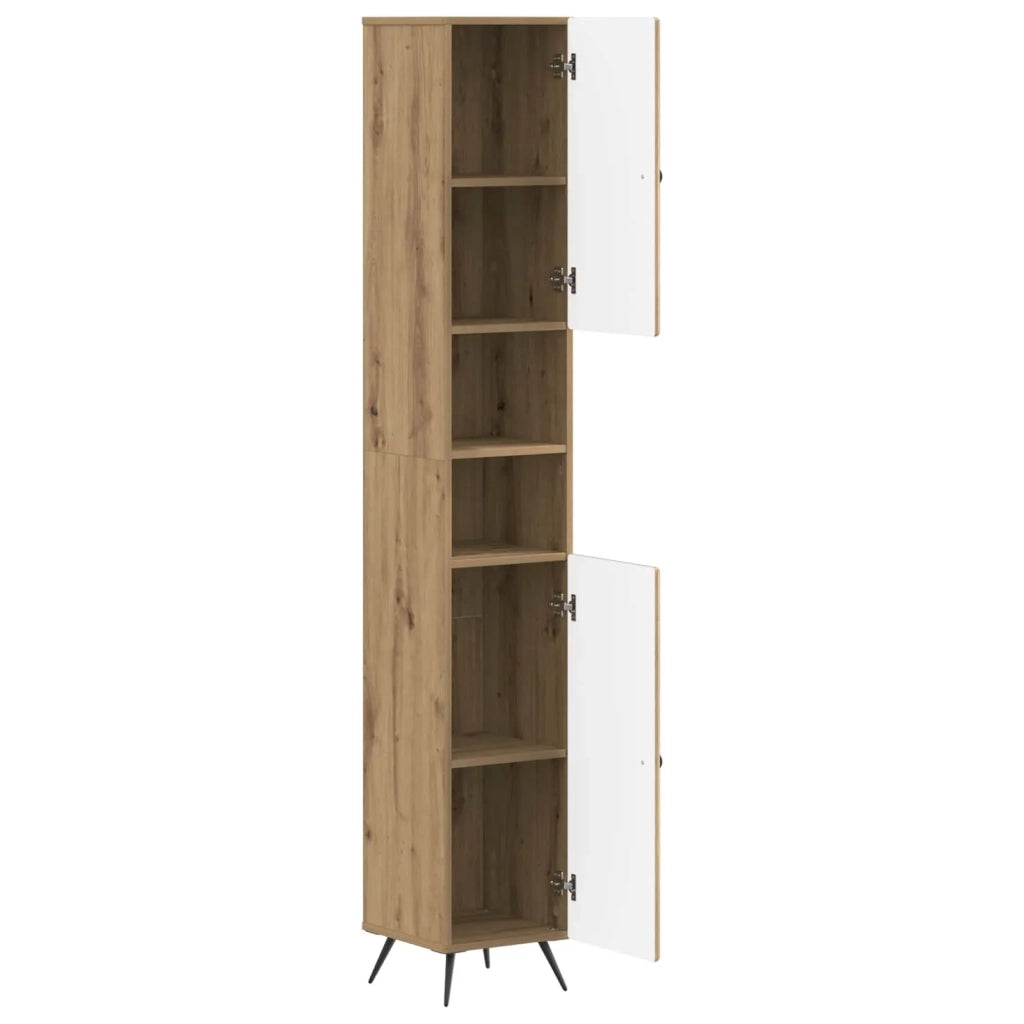 Armadio da Bagno con Ripiano Aperto BREDA Rovere Artigianale 897484