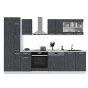 Cucina componibile R-Line Calce nera/Bianco 300 cm senza piano di lavoro Vicco