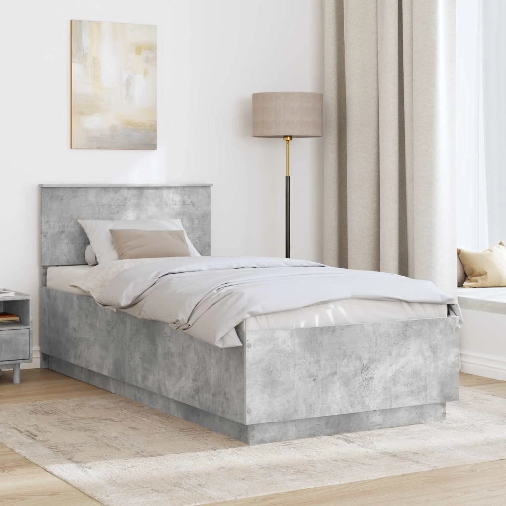 Struttura del letto con testiera Grigio cemento 100 x 200 cm