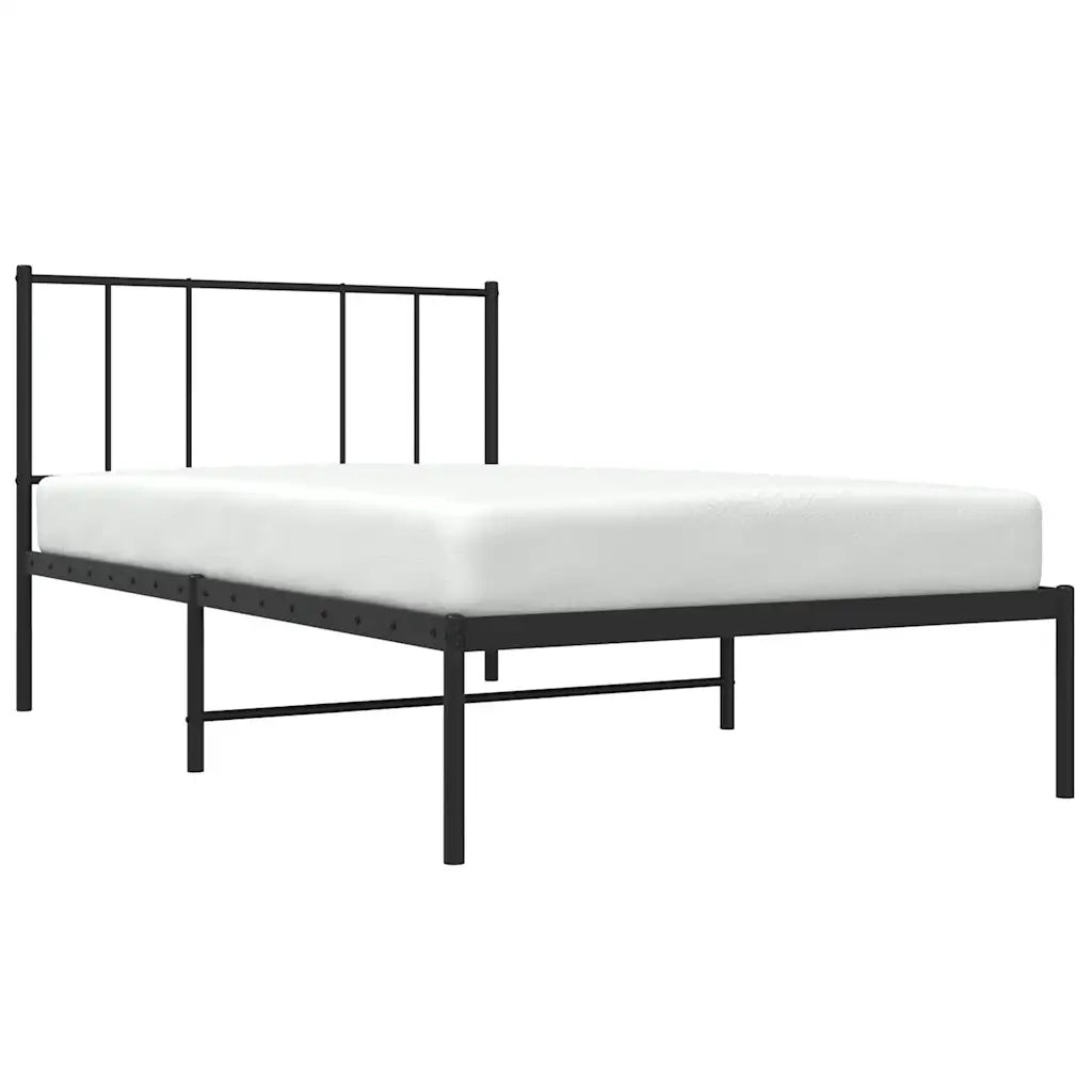 Letto singolo | Letto per adulti | Giroletto con Testiera in Metallo Nero 100x190 cm