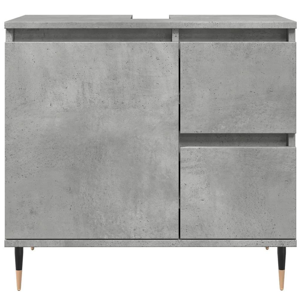 Set Mobili da Bagno 3 pz Grigio Cemento in Legno Multistrato