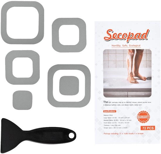 Antiscivellamento badstickers, 72 pezzi, adesivi di sicurezza per bagno, vasca da bagno, docce, scale con grattugia (grigio)