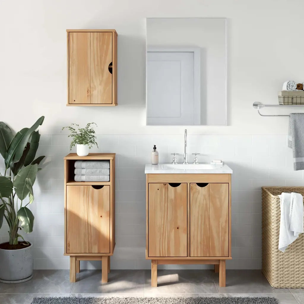 vidaXL Set Mobili da Bagno 3 pz OTTA in Legno Massello di Pino