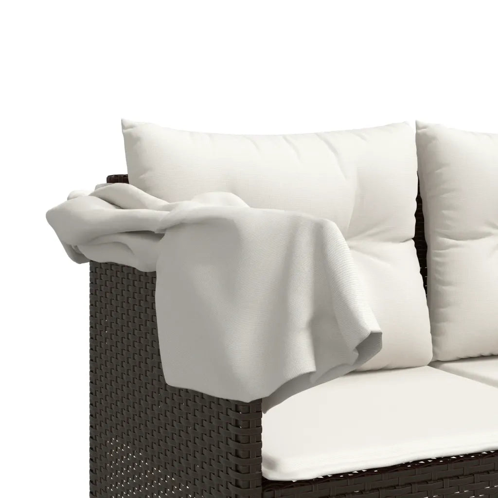 Set Divano da Giardino 5 pz con Cuscini Marrone in Polyrattan 3261540