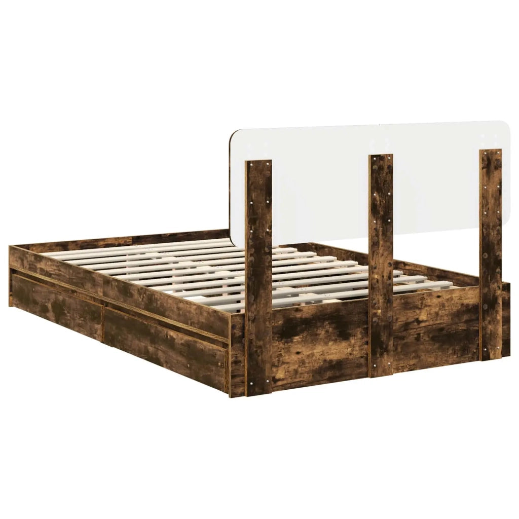 Letto con Contenitore con testiera Rovere fumé 135 x 190 cm 3412287