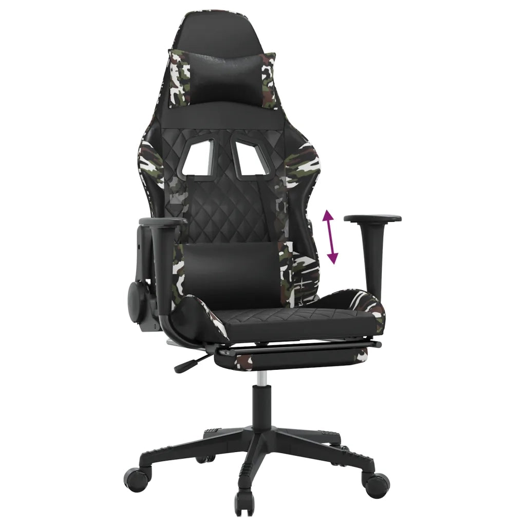 Sedia da Gaming con Poggiapiedi Nero e Mimetico in Similpelle cod mxl 73320