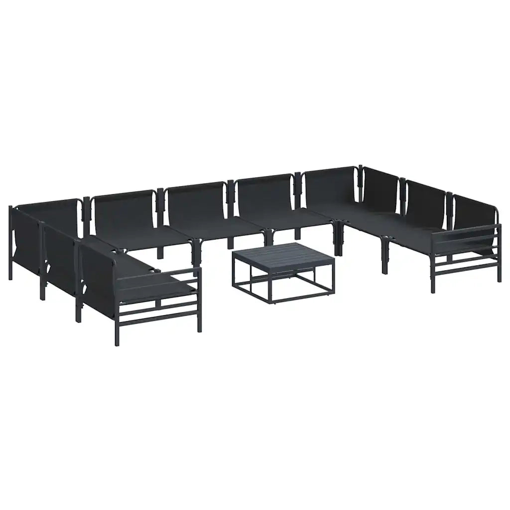 Set Divano da Giardino con cuscino 10 pcs Nero Acciaio 3379015