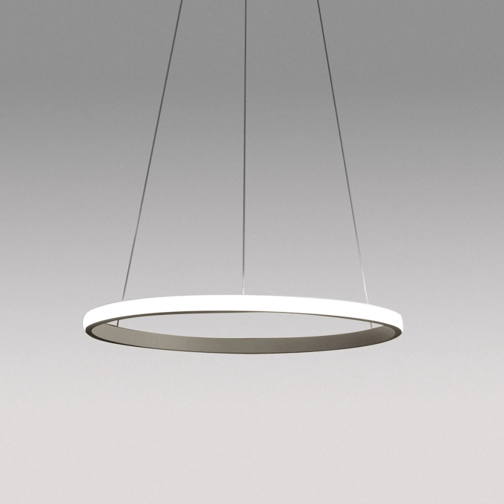 Lampada a sospensione IOLE S/1 - Struttura in alluminio titanio, LED 28W 1300lm 3000K, Dimmerabile taglio fase+push - Design Gealuce