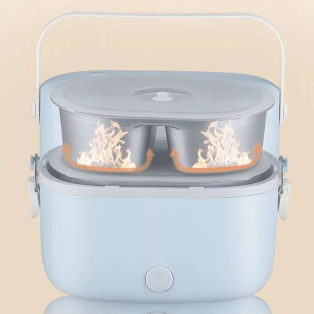 Trade Shop - Porta Pranzo Lunch Box Scaldavivande Elettrico Portatile Con Doppio Scomparto In Acciaio -