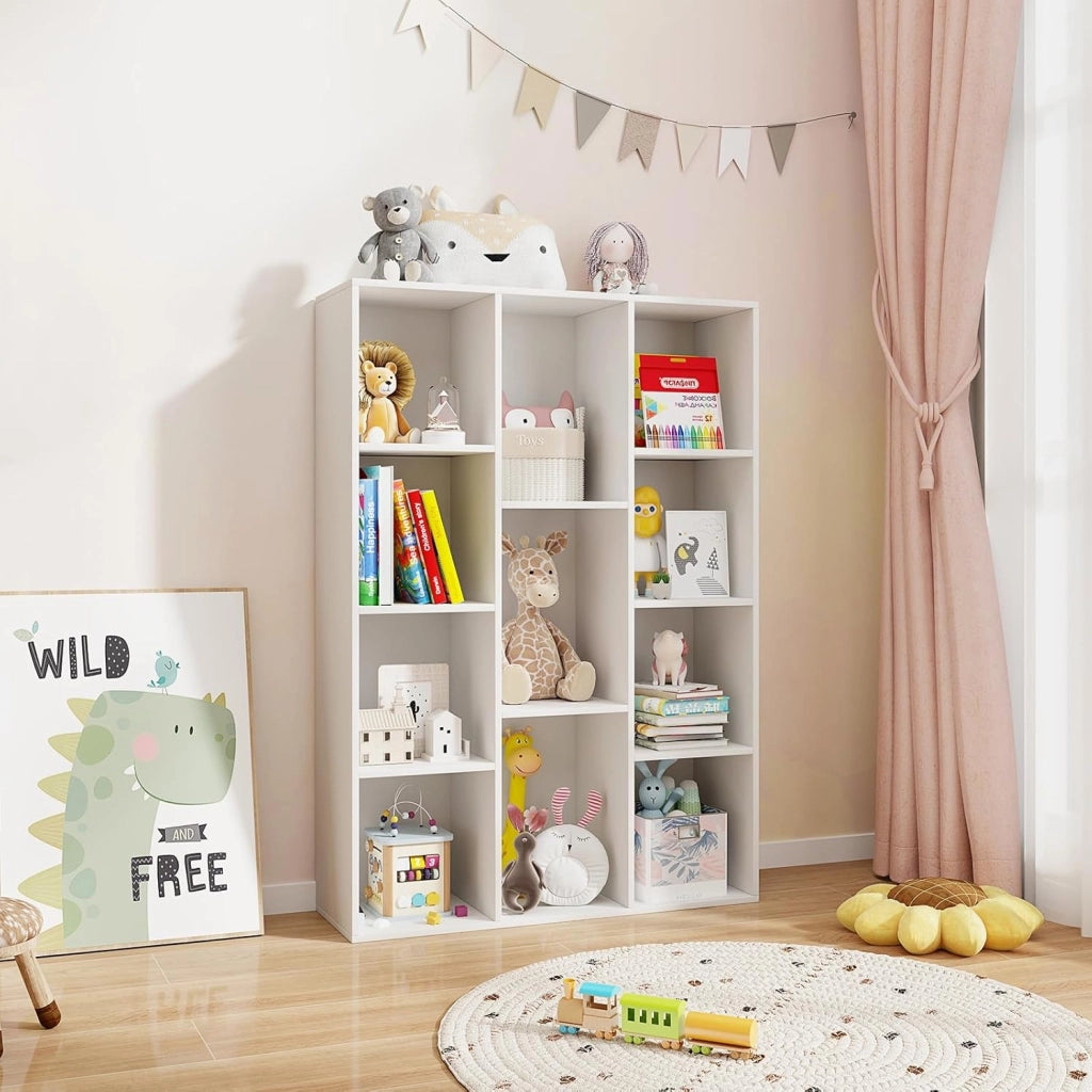 Libreria Aperta con 11 Scomparti, Libreria a Cubi, Arredamento Casa, Scaffale da Ufficio, 74 x 24 x 106 cm (Bianco)