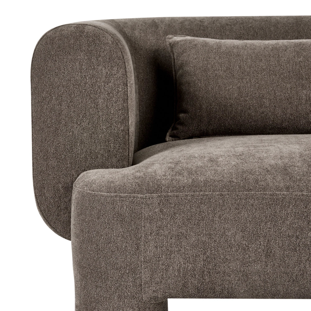 Divano a 2 posti Rivestimento in tessuto marrone Tessitura morbida Gambe cilindriche Stile organico