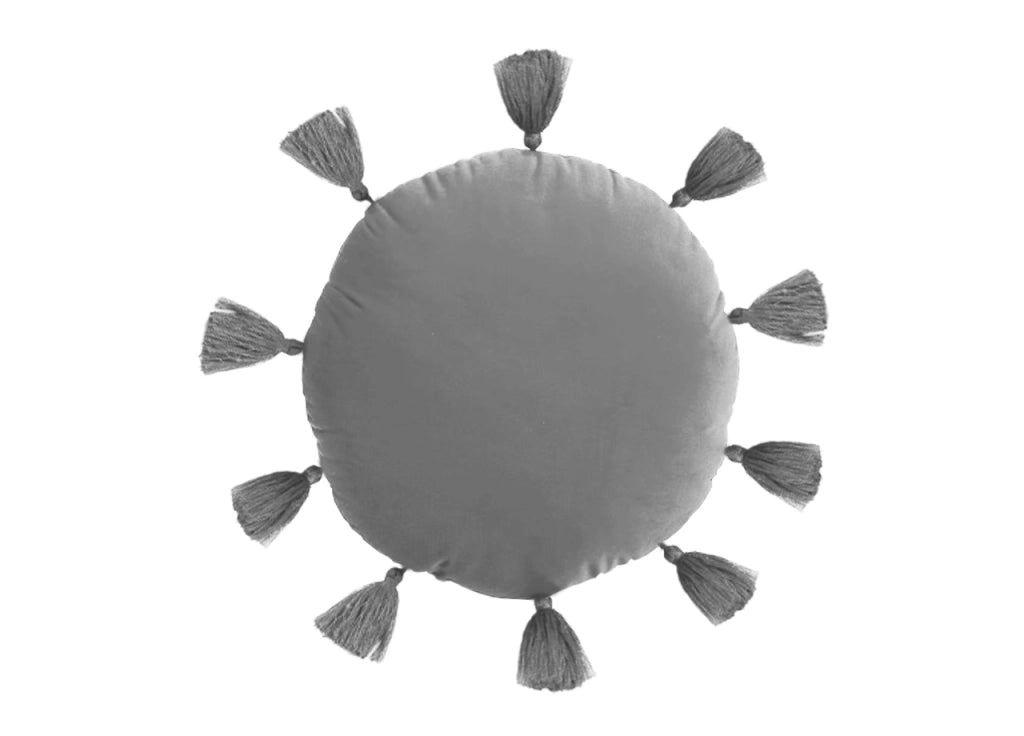 Cuscino Arredo Decorativo Imbottito Velluto Tinta Unita Rotondo Sunshine - Sunshine - Grigio