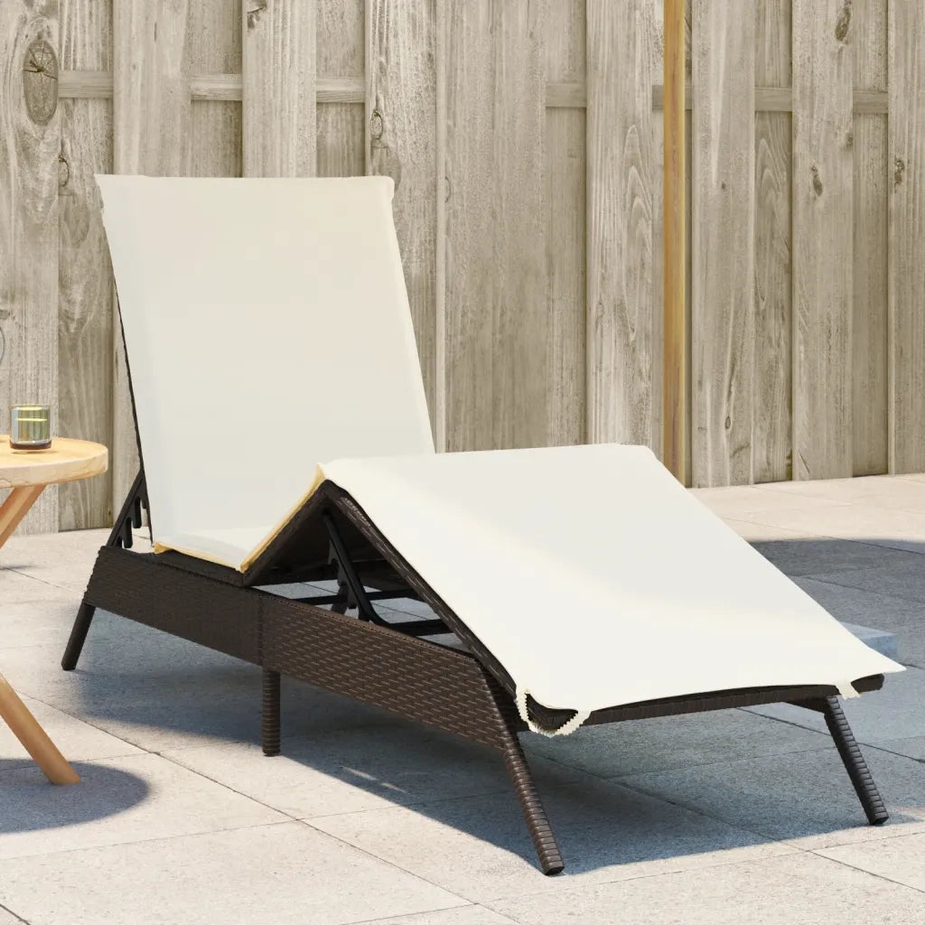 Lettino Prendisole | Sdraio da giardino | Lettino da sole con Cuscino Marrone in Polyrattan