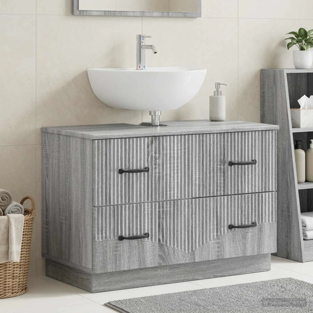 Armadio per Lavabo da Bagno HOORN Sonoma grigio 82 x 41 x 56 cm 897241