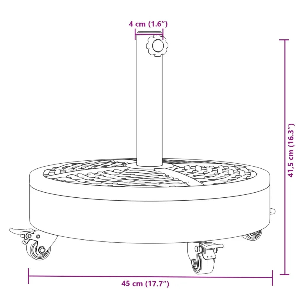 Base per Ombrellone con Ruote per Pali ?38/48 mm 27 kg Rotonda CFW2416488