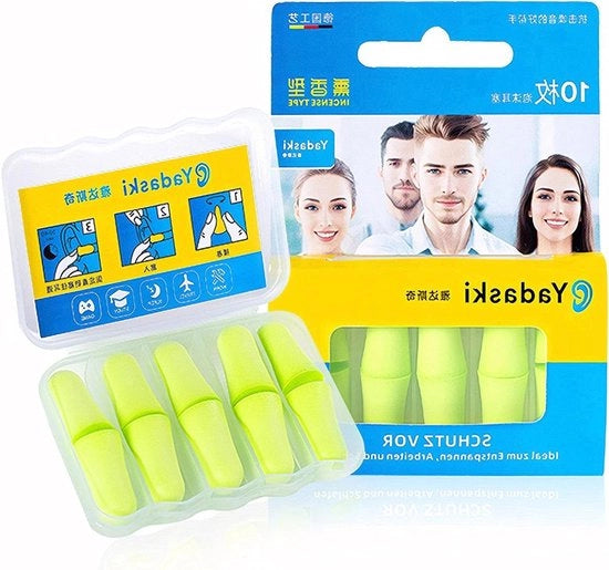 Set di 10 orecchini, orecchini riciclabili in schiuma di gomma premium per rilassamento e sonno - Orecchini assorbenti per il godimento della musica - Verde