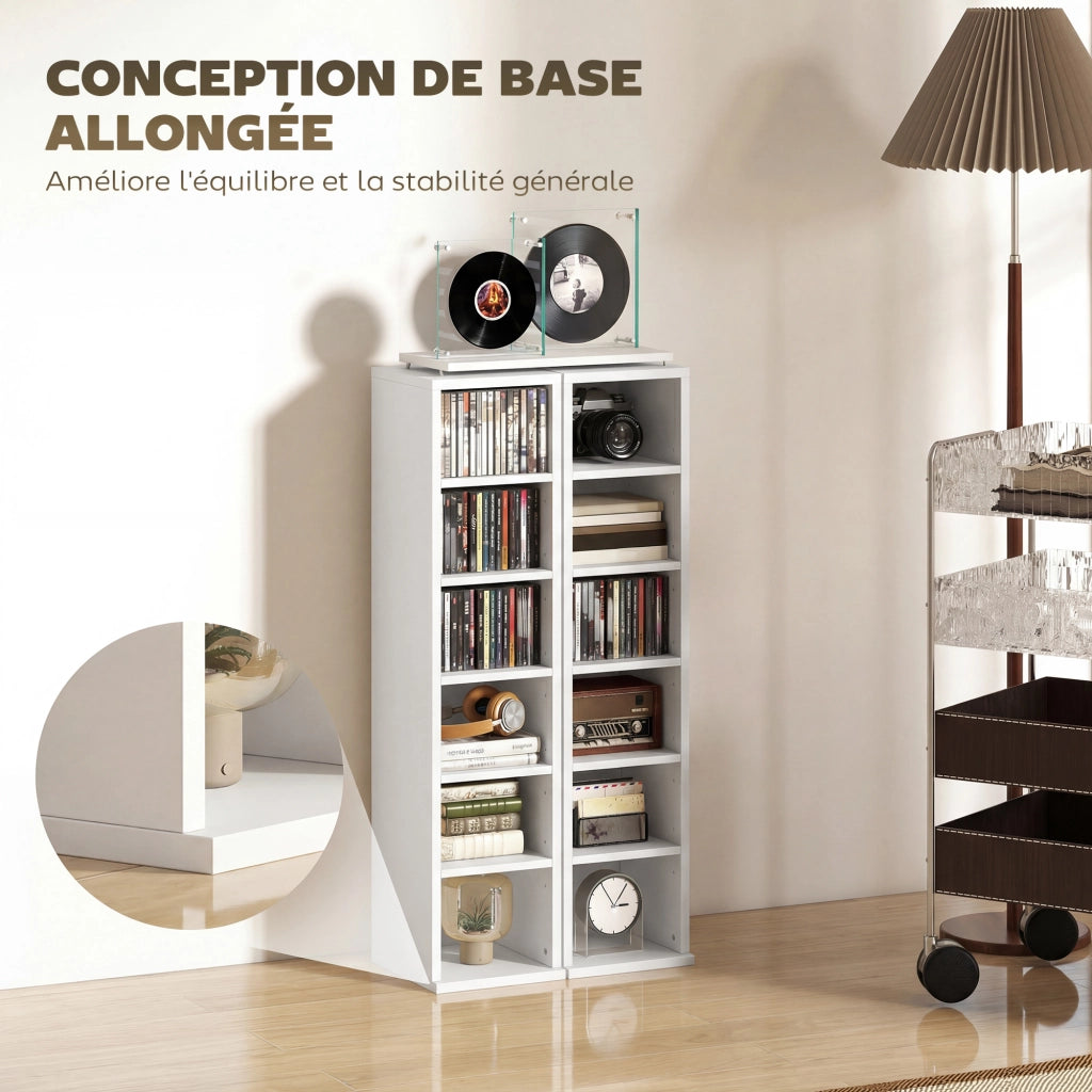 Armadio colonne per CD e DVD ¨C zephmum ¨C 12 ripiani, bianco, 21x22.5x88.5 cm
