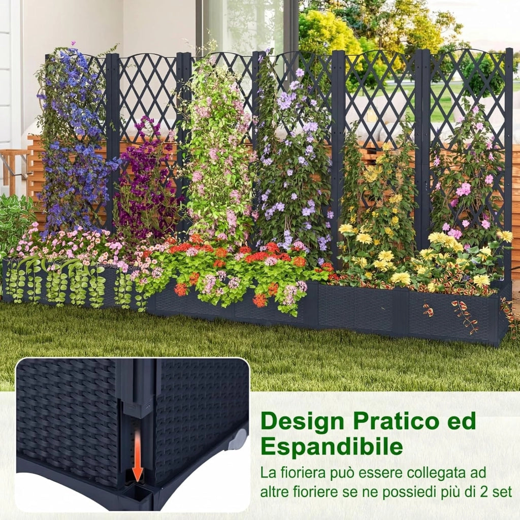 COSTAWAY Fioriera da Esterno per Piante Rampicanti Verdure con Auto Irrigazione e Fori di Drenaggio, Ideale per Giardino, Cortile e Balcone (Grigio,80 x 40 x 122 cm)