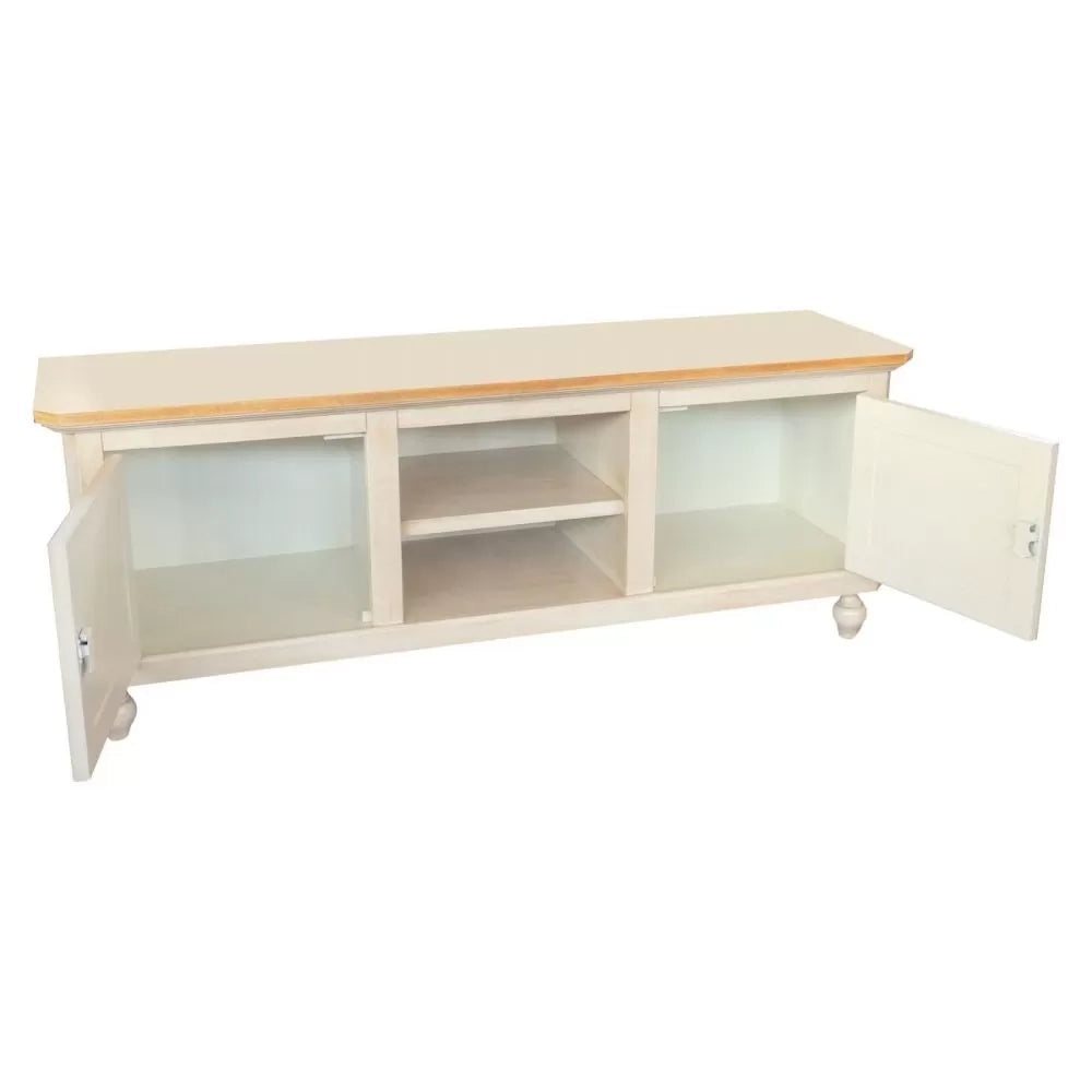 Porta tv in legno 2 ante shabby avorio anticato decoro filo arancione 150x43x56 - Mobili 2G