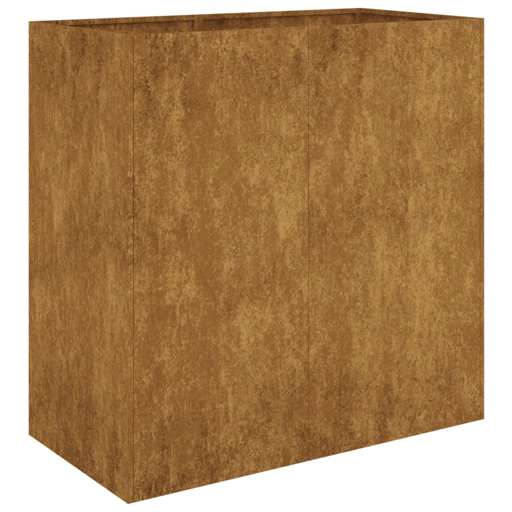 Portavaso per fioriera aiuola rialzata piante fiori terrazzo giardino 80 x 40 x 80 cm acciaio corten marrone 02_0037874