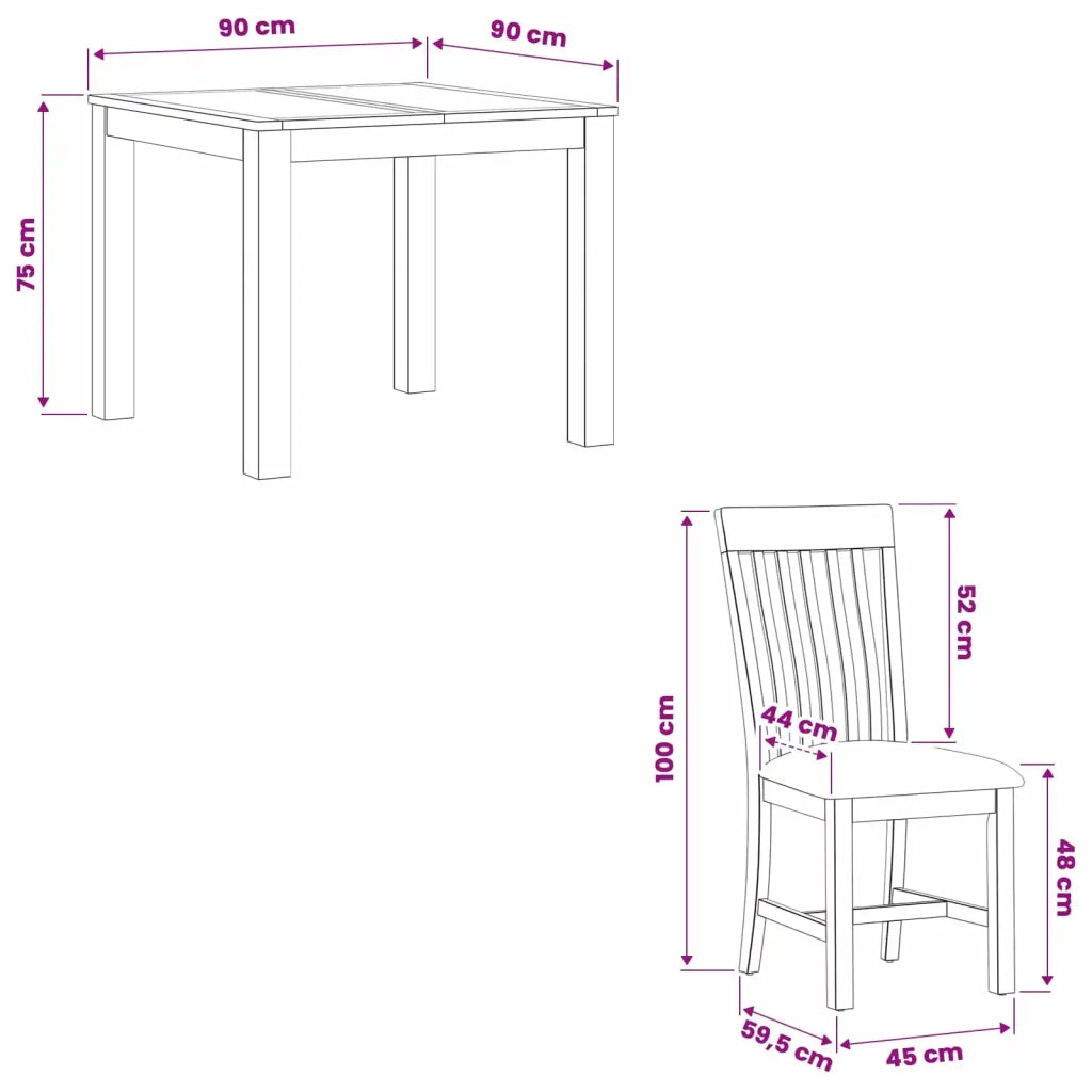 Set da pranzo 5 pz Nero Legno di Quercia Massello 3430340