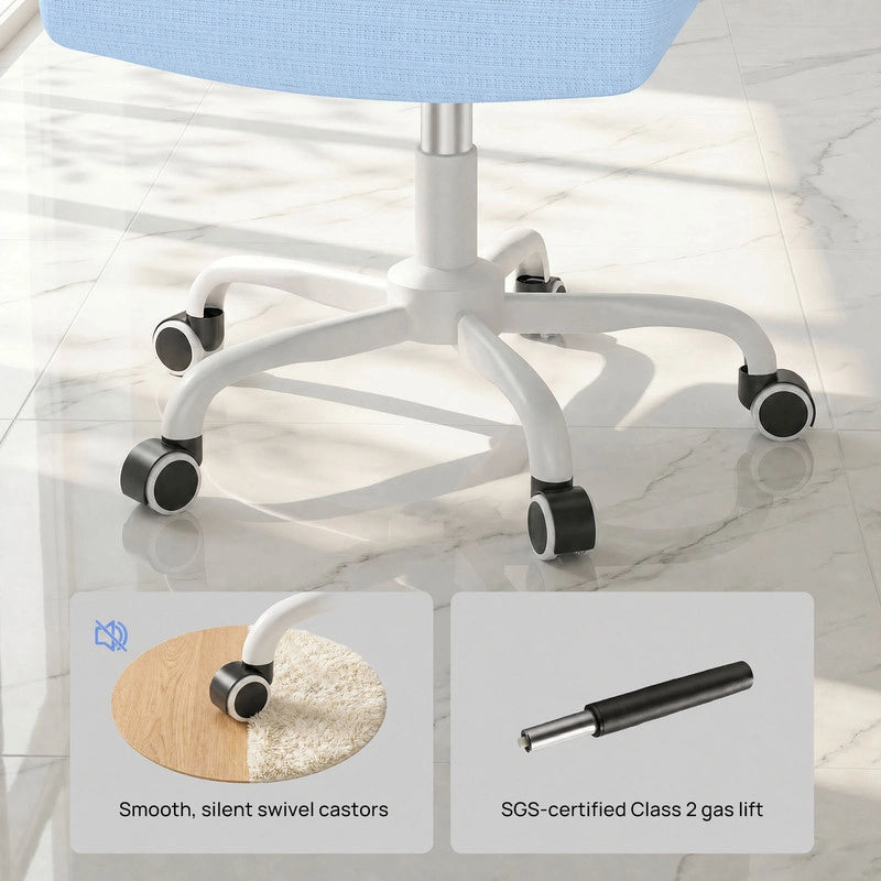 Sedia da ufficio ergonomica - Poltrona HAMLODY - con braccioli pieghevoli a 90° - Supporto lombare - Regolabile in altezza Blu