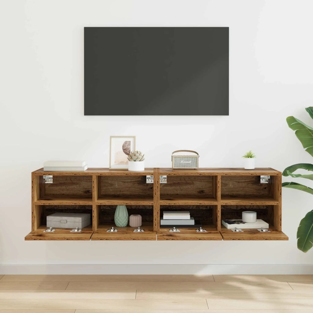 Mobiletti TV da Parete 2 pcs Legno vecchio 60 x 30 x 30 cm 882923
