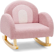 Sedia a Dondolo per Bambini con Gambe in Legno Massiccio, Poltrona a Dondolo per Bambini con Cuscinetti Antiscivolo, per Stanza dei Giochi, Camera da Letto, Scuola Materna (rosa)