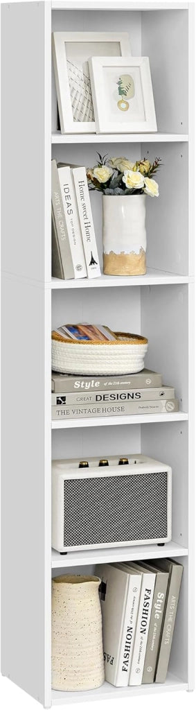 VASAGLE Libreria, Scaffale Libreria a 6 Ripiani, Scaffale Portaoggetti Aperto, 24 x 60 x 178,5 cm, per Soggiorno Studio Sala da Pranzo, Bianco Nuvola LBC169T14